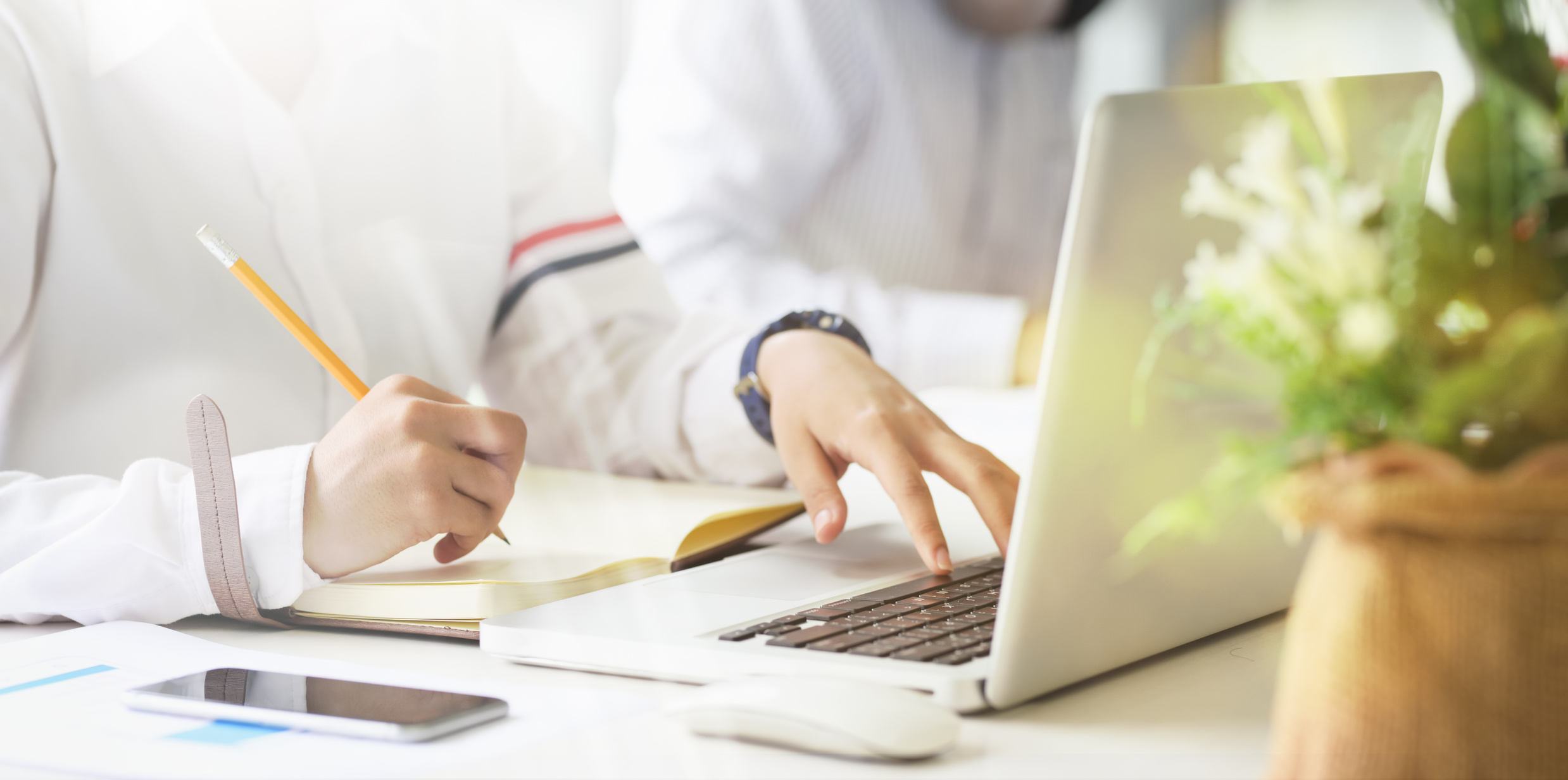 Person In White Long Sleeve Shirt Using Macbook